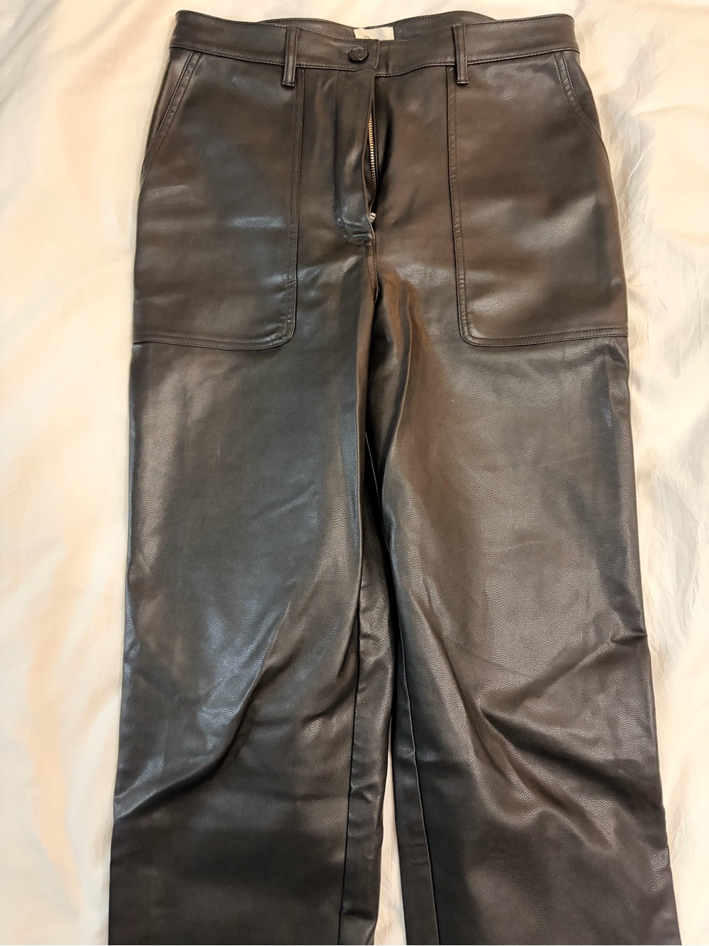 Aritzia Wilfred Free Lucy Pant - Black Faux Leather Straight-Leg Pants